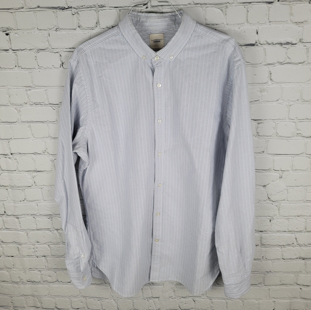 LAND'S END CANVAS | striped cotton long sleeve button down shirt